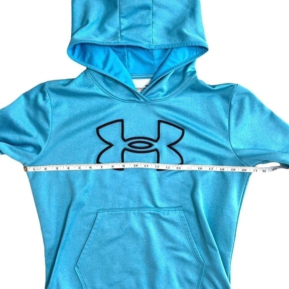 Under Armour Big Logo Blue Pullover Fleece Hoodie Hooded Sweatshirt Size Medium - Picture 11 of 14